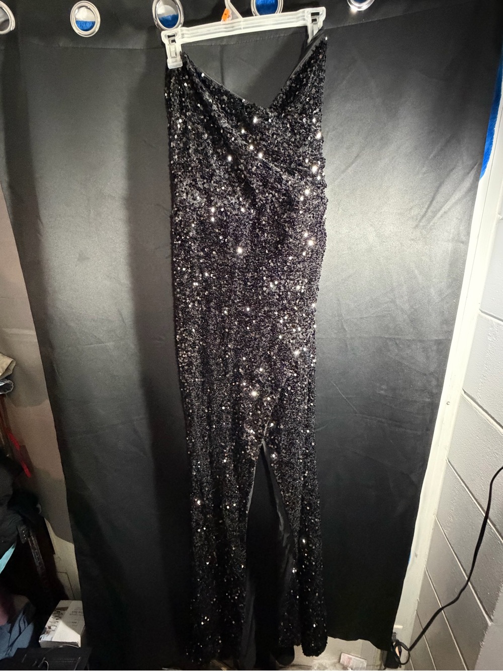 Fashion Nova Black Sequin Strapless Jumpsuit